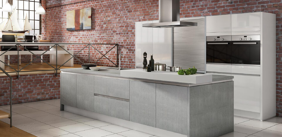 Brick interior designed kitchen