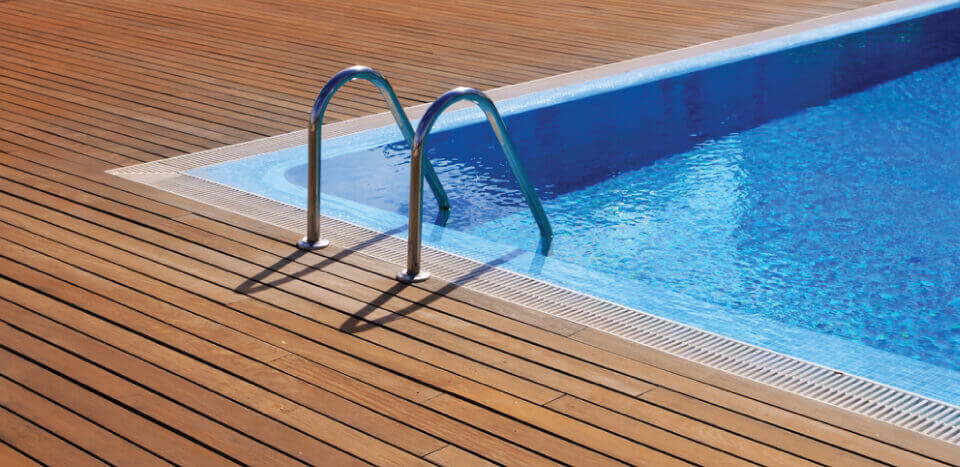 Wooden pool deck