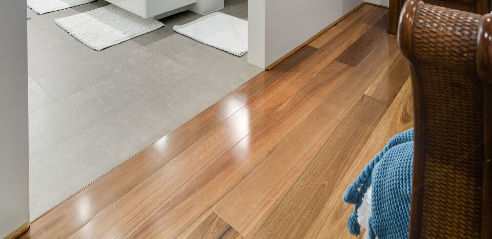 Wooden flooring and tile flooring