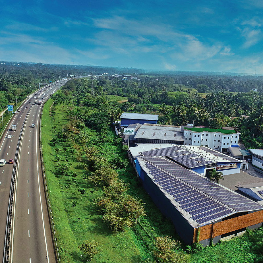Aerial photograph of the exterior view of JAT Holdings manufacturing complex