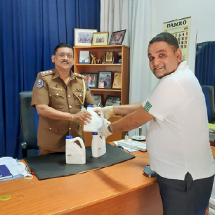 Distribution of hand sanitizers to law enforcement