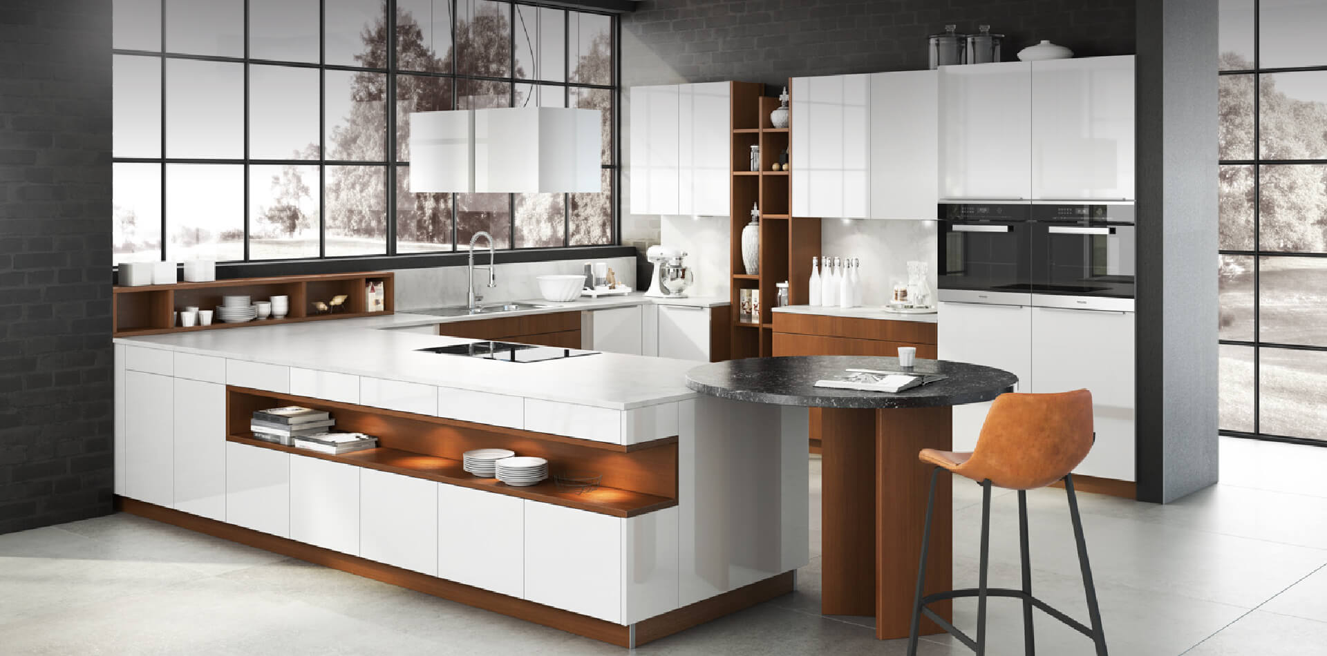 White and Brown themed kitchen
