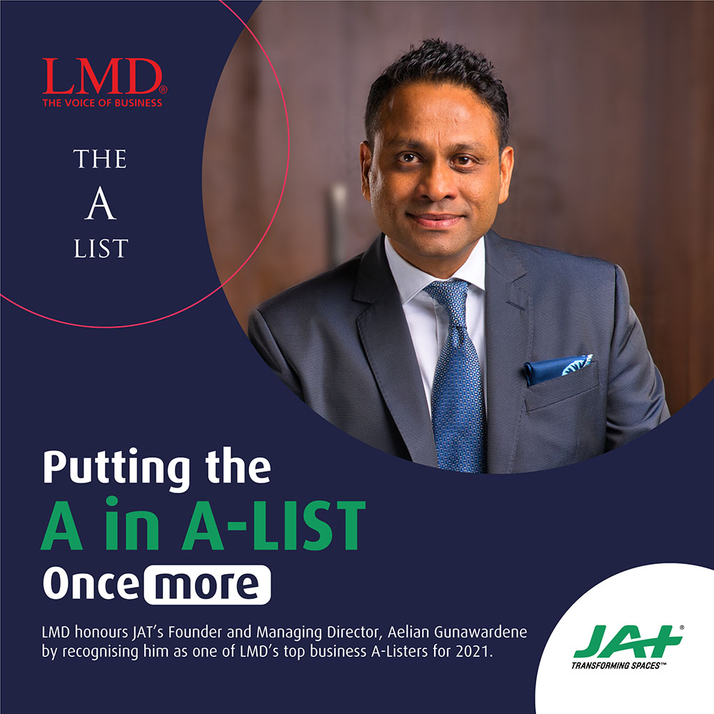 JAT’s Founder and Managing Director, Aelian Gunawardene recognised in LMD’s 2021 A-List