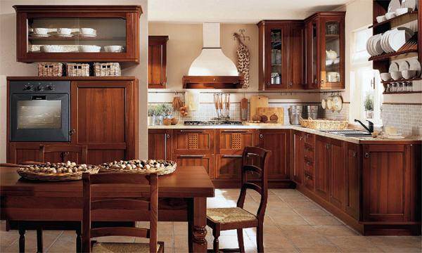 Traditional classic wooden kitchen interior