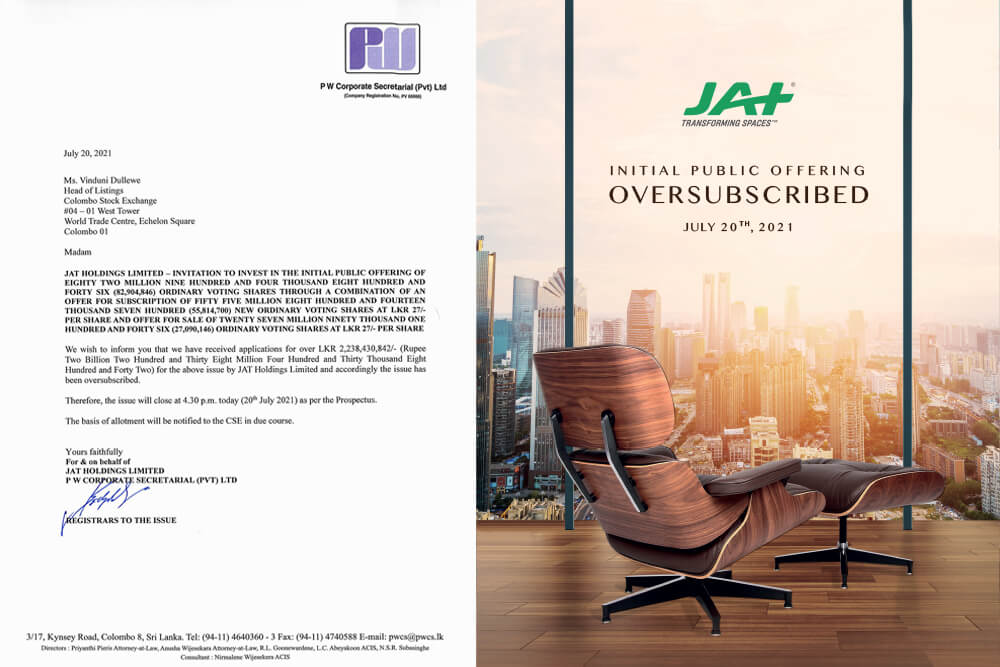 JAT Holdings IPO concludes with oversubscription of shares